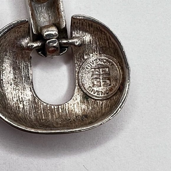 SOLD Givenchy Vintage Door Knocker Silver  Earrings Logo design - Picture 3 of 7